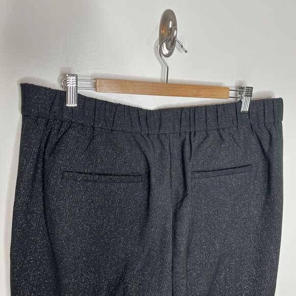 LOFT Pleated Metallic Striped Straight Leg Dress Pants Black Womens XL - Picture 7 of 8